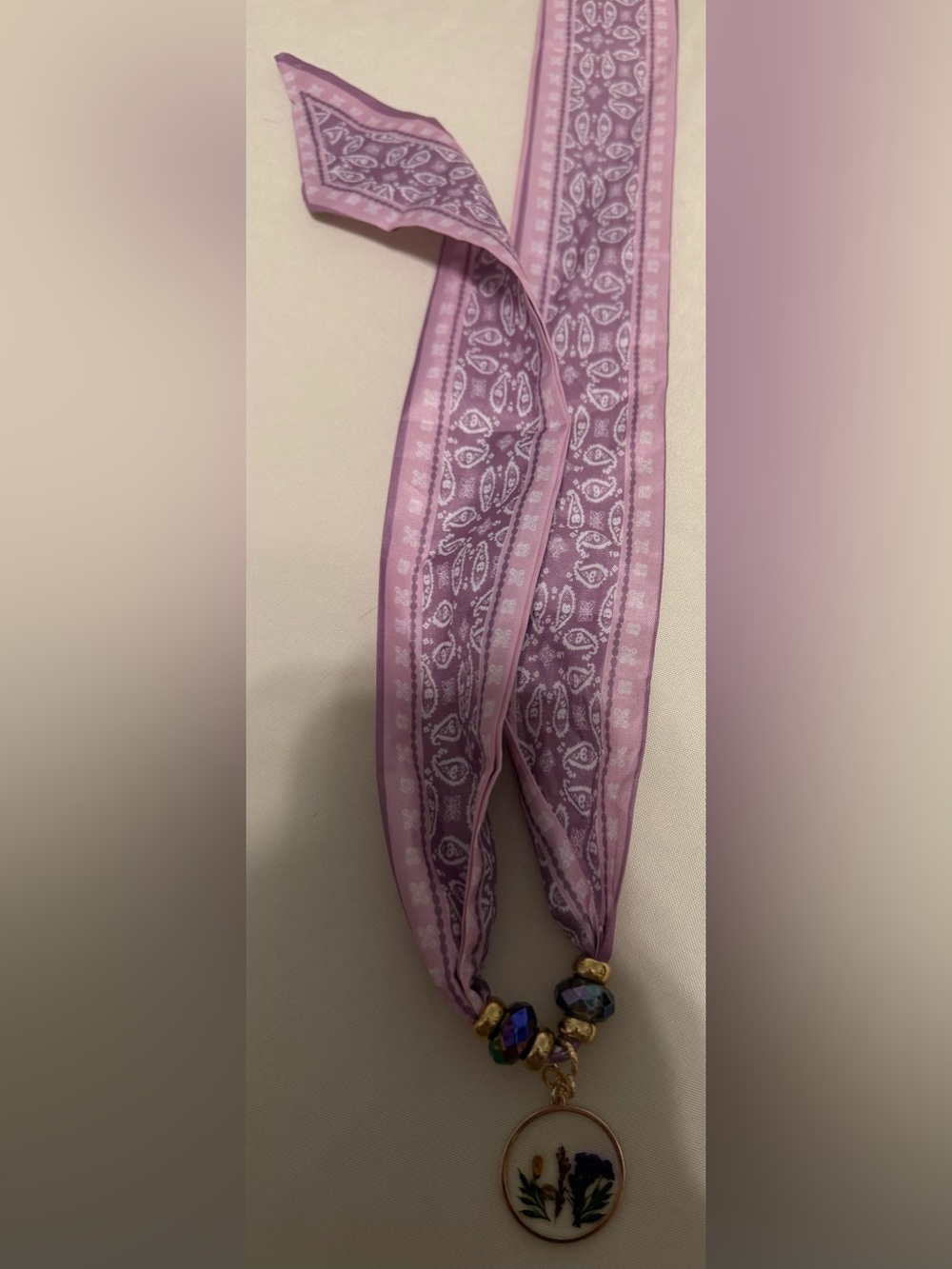 Lavender Floral Pendant Scarf Necklace - Women Accessories